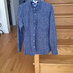 Tommy Hilfiger Navy Floral Button Down 100% Cotton Shirt